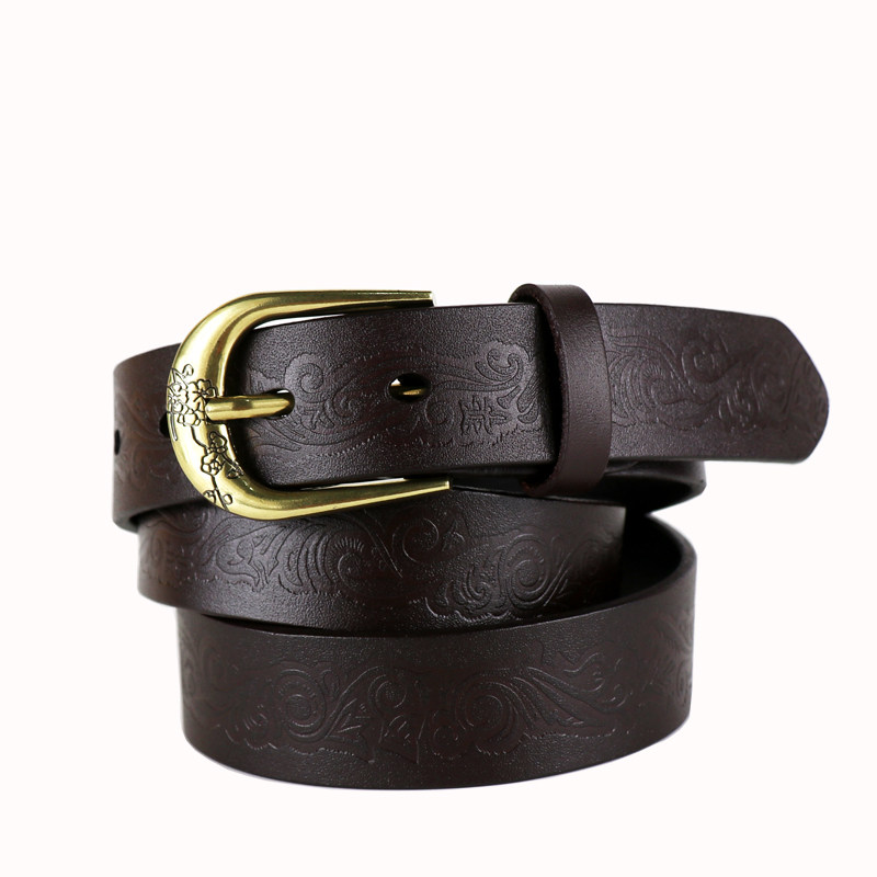 头层小牛皮中老年人女款皮带复古女士真皮腰带皮裤带雕花妈妈皮带,淘宝优惠券,粉丝福利购,淘宝优惠卷