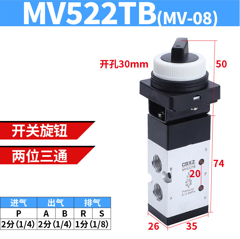 机械阀MV322/522气动手动阀小型开关MOV321/JMJ旋钮按钮滚轮气阀,淘宝优惠券,粉丝福利购,淘宝优惠卷