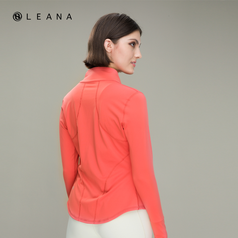 LEANA2021秋季新品锦纶透气长袖修身拉链纯色瑜伽外套3358 - 图0
