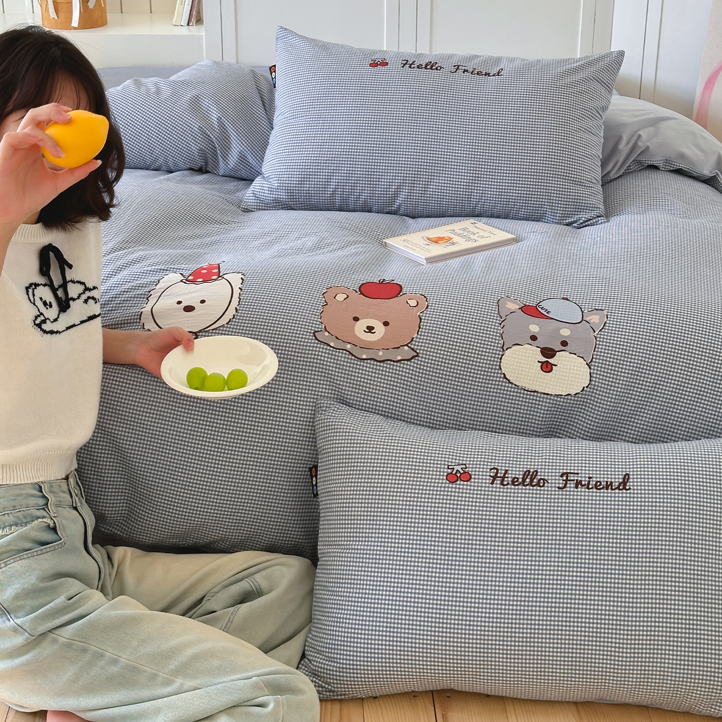 简约加厚秋冬软糯亲肤水洗全棉加绒四件套宿舍保暖短毛绒棉绒床品 - 图3