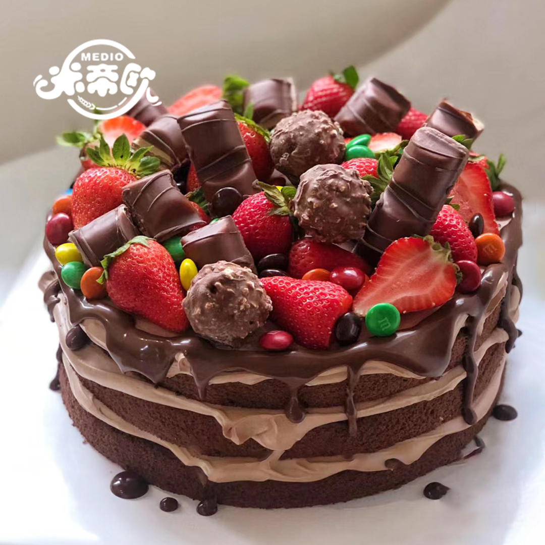 北京米帝欧动物奶油草莓生日蛋糕同城送男生巧克力胚淋面裸蛋糕 - 图1