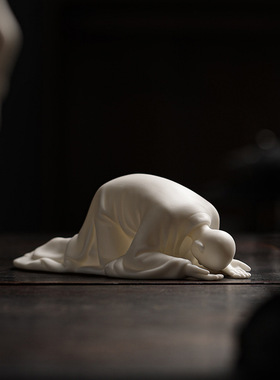 【德化白瓷】小和尚摆件 陶瓷工艺品 禅意家居玄关柜台桌面装饰品