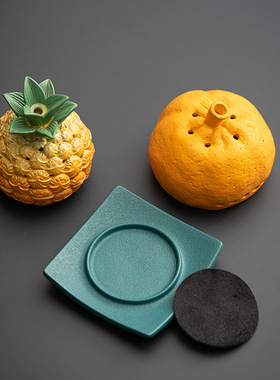 创意陶瓷水果菠萝盘香炉大橘大利家用室内沉香香薰炉家居桌面摆件