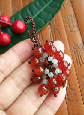 21230红红火火挂饰 玛瑙圆珠包挂件 红玛瑙珠钥匙扣挂件8MM珠