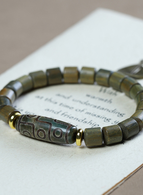 绿檀木桶珠手串男女士款