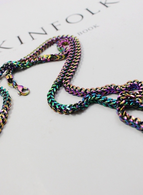 钛钢正反链淬火男项链