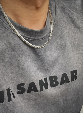 男士钛钢古巴压花链项链