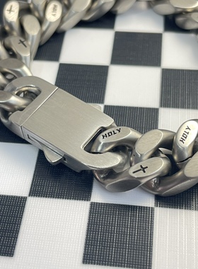 男生古巴手链钛钢磨砂面嘻哈