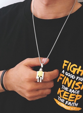 韩版机器人钛钢潮人男女嘻哈项链