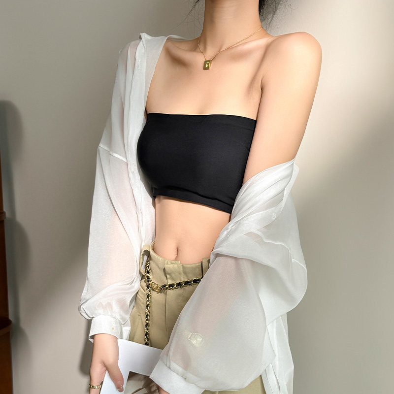 黑色抹胸背心女春夏季2025新款内搭美背吊带胸垫文胸一体无袖上衣,淘宝优惠券,粉丝福利购,淘宝优惠卷