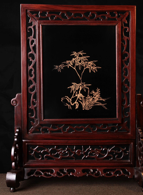 扬州漆器厂点螺30方竖空花台屏生日结婚商务礼品乔迁家居装饰摆件