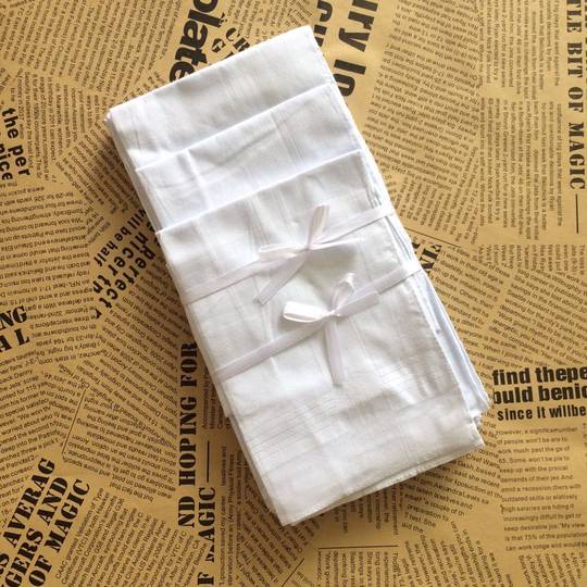 【12条】白手帕男士纯棉手巾怀旧老手绢小方巾擦汗耐脏古风刺绣