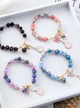 少女心日系单圈花朵猫咪礼物手串