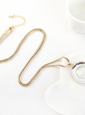 彩衣阁时尚美丽清透圆环项链长款项链女士玲珑清新首饰圆形吊坠