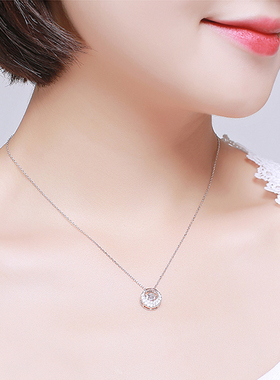 彩衣阁时尚漂亮925银+闪亮锆石项链送女友的甜美礼物精致典雅饰品