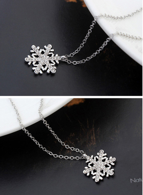 彩衣阁时尚白色雪花镶捷克钻项链短款甜美清新女百搭首饰生日礼物