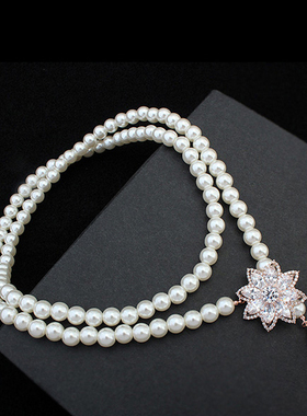 锆石白色华丽风生日礼物珍珠项链