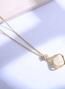 网红人鱼姬金色珠珠小荷包锁骨链