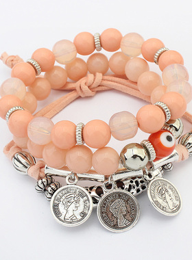 三层日韩风多颜色饰品手链