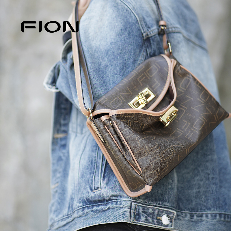 Fion/菲安妮老花托特包新款高级感小众女包包单肩斜挎公文包