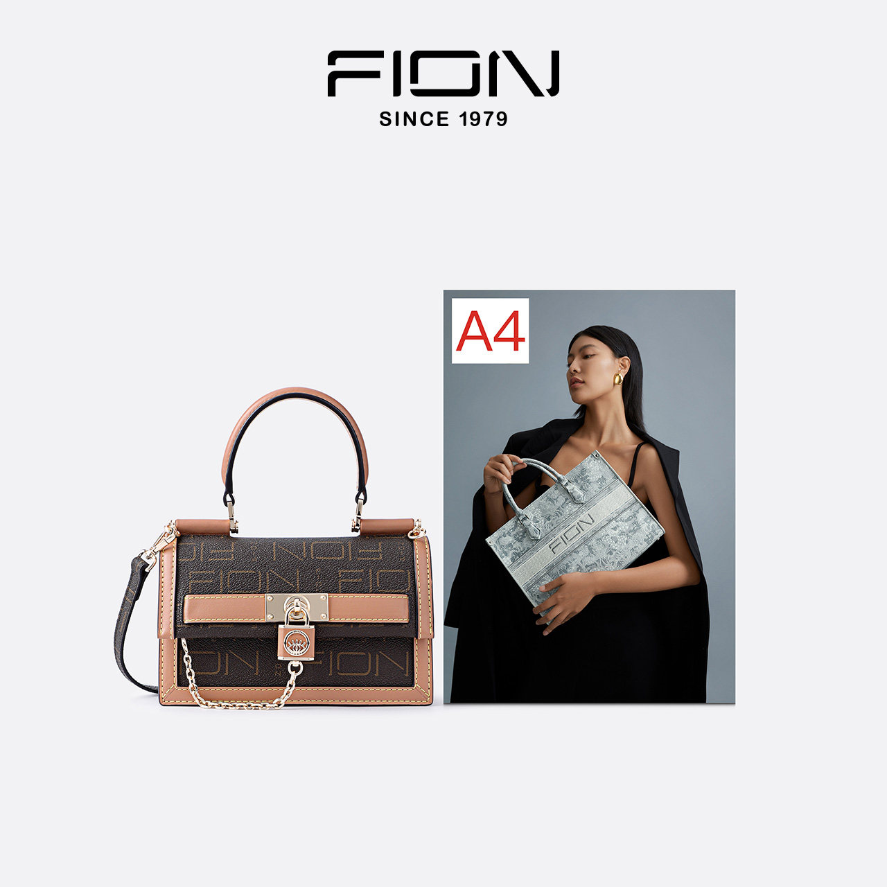 fion /菲安妮老花2023新款波士顿包 FION菲安妮女士包袋