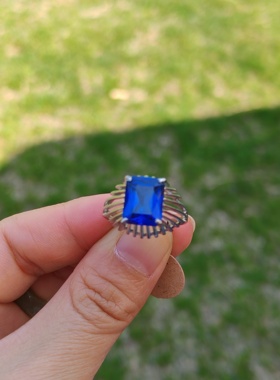 中古Vintage925银 有色石时装戒指