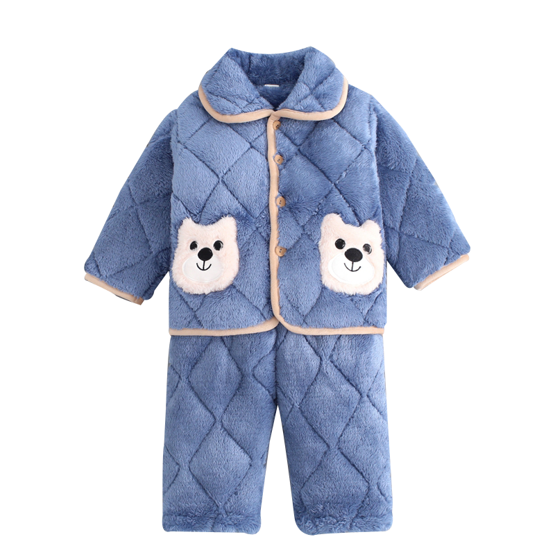 冬季儿童加厚夹棉法兰绒睡衣小男孩女童宝宝珊瑚绒保暖家居服套装,淘宝优惠券,粉丝福利购,淘宝优惠卷