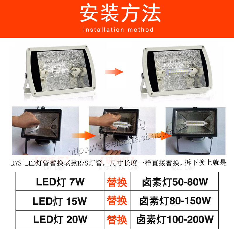 R7S太阳管15W20W78mm118mmLED灯泡陶瓷灯管横插灯双端管led节能灯_虎窝淘