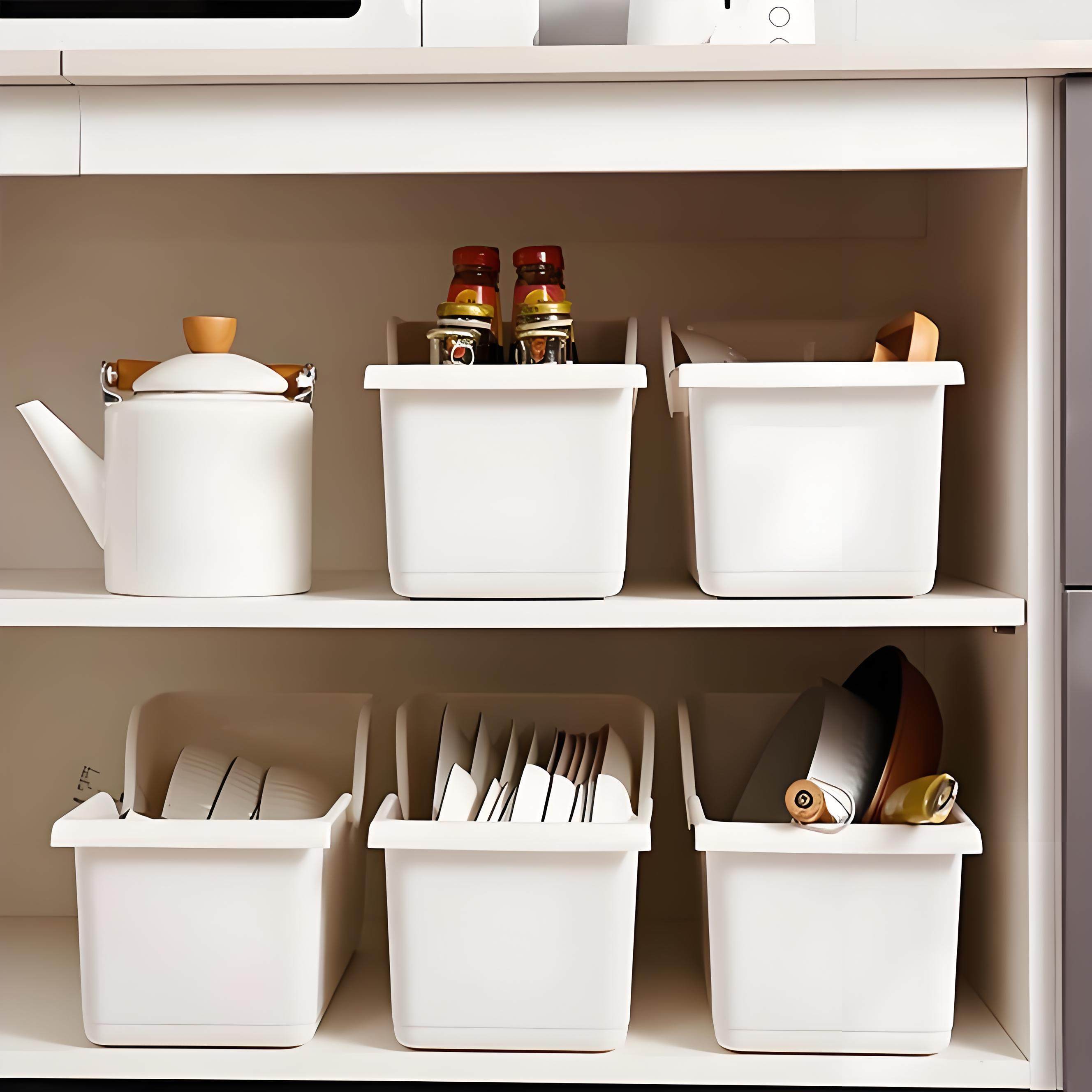 【4个装】橱柜收纳盒日式锅具锅盖杂货调料锅具收纳盒桌面收纳盒,淘宝优惠券,粉丝福利购,淘宝优惠卷