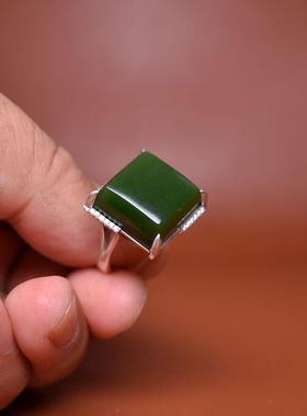 碧玉籽料阳绿男女款戒指年会手饰
