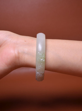 内径53三色和田玉翠青烟紫手镯子