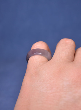 内径18和田玉烟紫戒指环挂坠18码