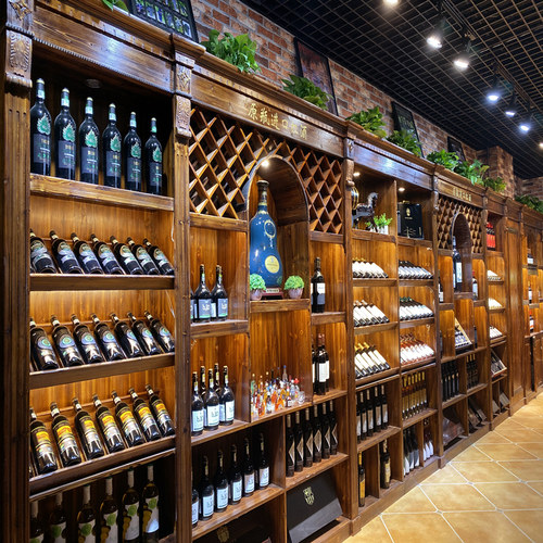 厂家定制红酒展示柜碳化防腐木酒庄酒柜洋酒葡萄酒吧柜陈列柜货架 - 图1