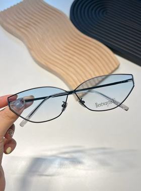 海的潮宽脸克星小猫眼无框墨镜