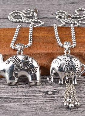 中国民族风复古长命锁毛衣链