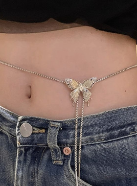 银色蝴蝶长款锁骨链女轻奢百搭