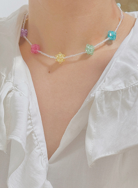 sanni梦里甜蜜浪漫水晶项链女