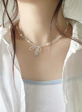 纯净唯美清新蝴蝶结项链