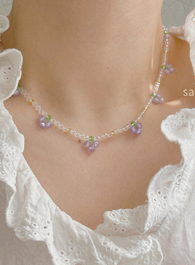 手工串珠项链水晶清新女生