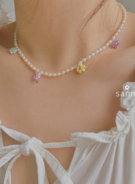 sanni夏天的小花珍珠自制项链