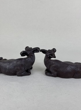 卧牛黑牛陶瓷摆件石湾公仔