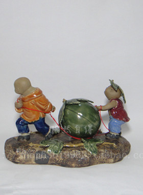 儿童陶瓷石湾公仔丰收家居摆设