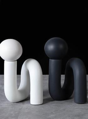 极简北欧几何不规则弯管圆球摆件