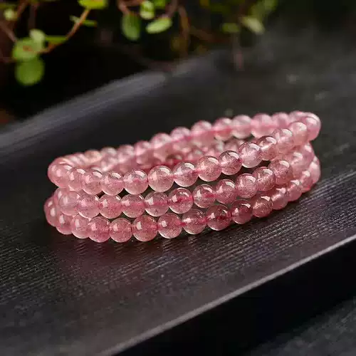 Натуральный кварц, розовый браслет, 8mm, подарок на день рождения