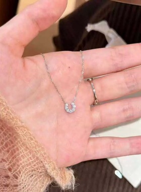 日系mini马蹄S925银镀18K金超闪U型马蹄扣项链女爆款高级感锁骨链
