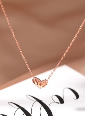 S925纯银不规则车花爱心项链