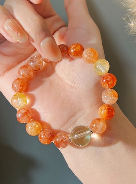 天然红胶花水晶手链旺事业