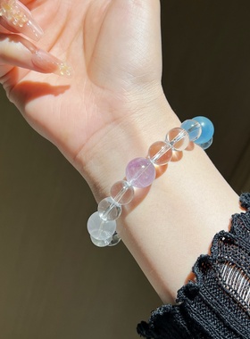 天然白水晶多宝手链女款招财转运