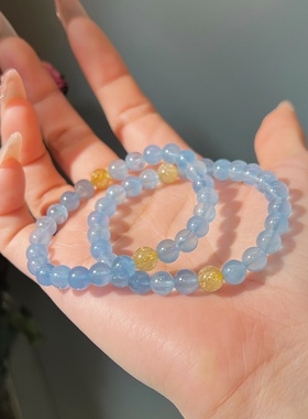 天然海蓝宝精致手链细链