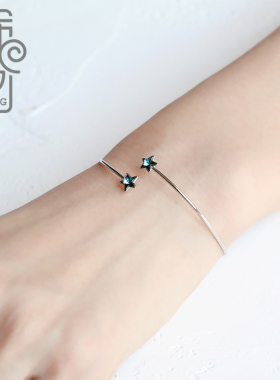 蓝色星河纯银手镯女款